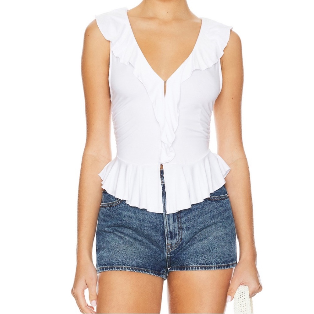 Free People Ruffle Me Away Tank in Ivory